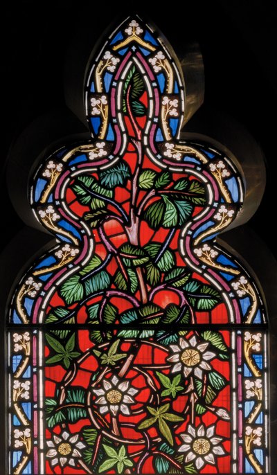 Floral window with date palm, 1864 by English School